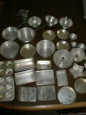 Vintage Aluminum Play Dish Dishes Pots Pans Cookie Sheets, etc HUGE Lot
