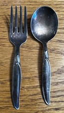 1958 WM Rogers International Silver Silver-plate 'Sweep' Baby Fork and Spoon.