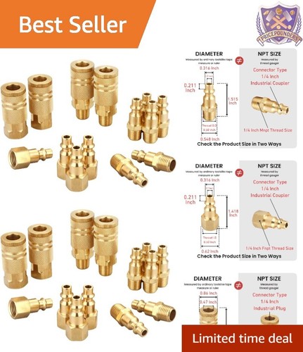 28 Piece Brass Air Hose Fittings Kit, Quick Connect Compressor Accessories Set