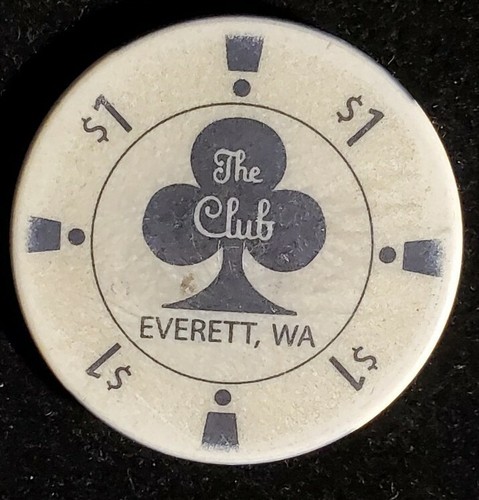 The Club $1 Casino Chip Everett, Washington. Our T9065