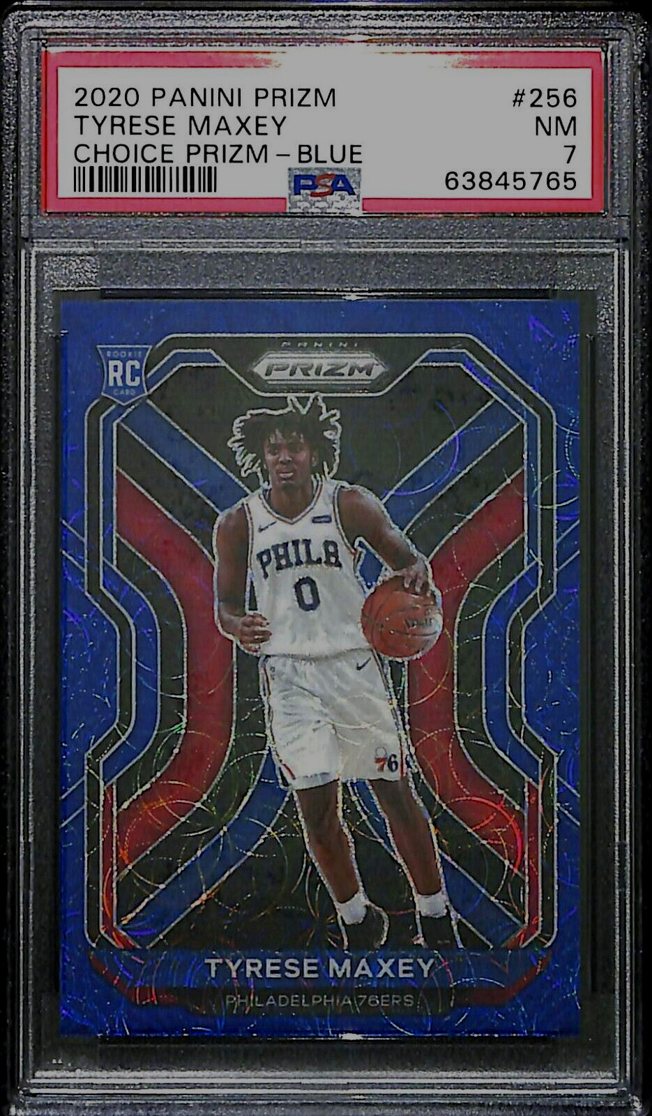 2020-21 Panini Prizm Basketball Choice Blue Prizm Rookie #256 Tyrese Maxey 18/49