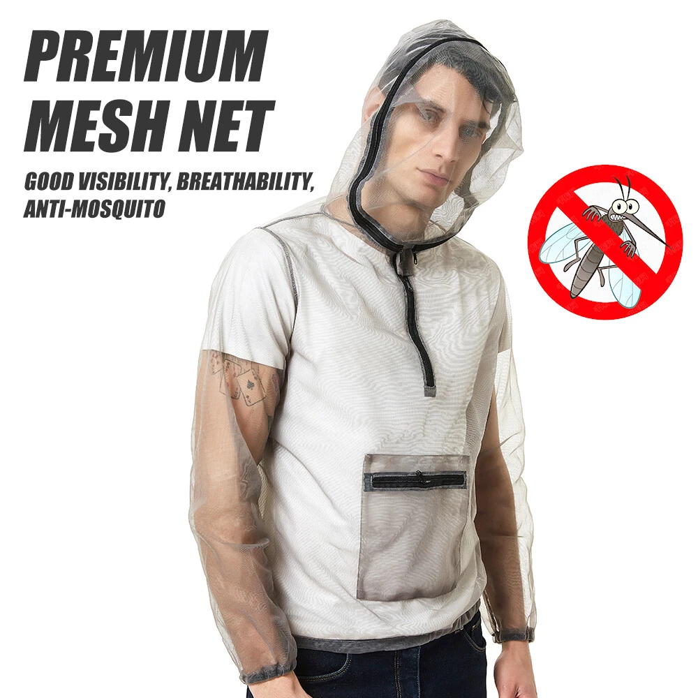Outdoor Bug Jacket Ultralight Mesh Hooded Bug Jacket for Gardening Camping