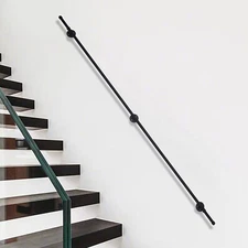 8 FT Iron Handrail for Steps Stair Railing Hand Rail Kit Black Outdoor Indoor US