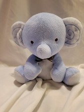Fisher Price Elephant Plush 6" Blue Brown Blue Bow Baby Stuffed Animal Toy