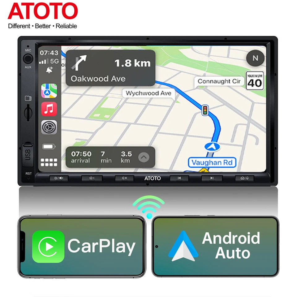 ATOTO F7 WE 7" Autoradio 2 DIN GPS CarPlay senza fili e Android Auto senza fili - Immagine 2 di 4