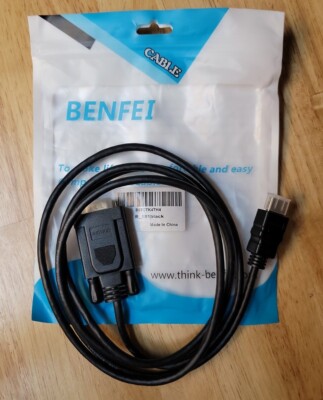 Benfei HDMI to VGA Gold-Plated Hdmi to Vga 6 Feet Black Open Box