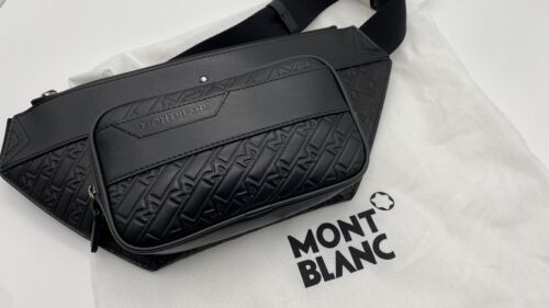 MONTBLANC M_GRAM BLACK LEATHER BELT CROSS BODY FANNY BAG NEW 100% AUTHENTIC $800 - Afbeelding 1 van 12