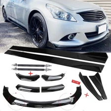 Front Bumper Lip Spoiler Splitter + Side Skirt For Nissan Altima Glossy Black