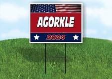 AGORKLE FLAG RED 2024 18inx24in Yard Road Sign w/ Stand