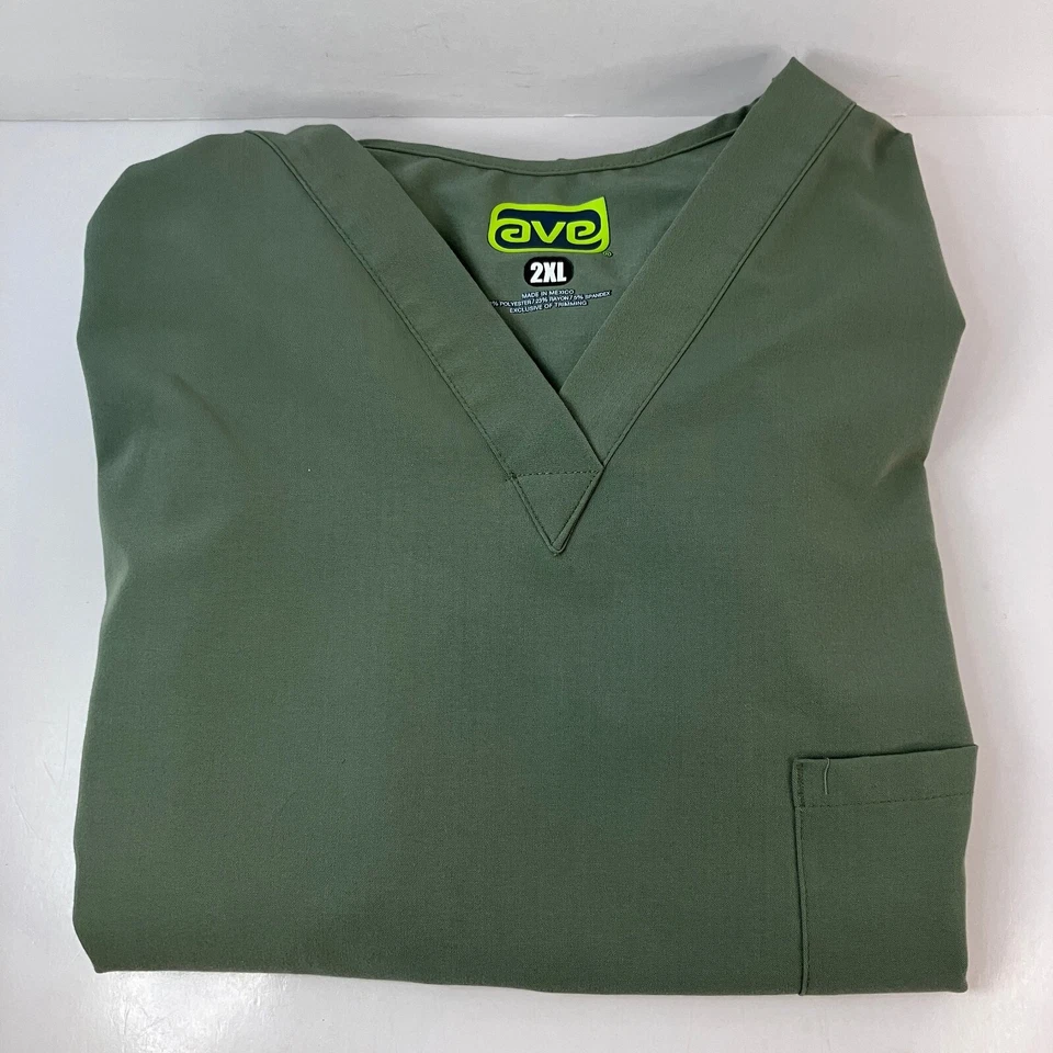 Camisa Médica AVE By Medline Para Hombres XXL 2XL Verde Tres Bolsillos Manga Corta Foto 2 de 4