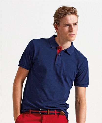 Mens Classic Contrast Polo Shirt Short Sleeve Casual Work Plain Asquith & Fox - Picture 6 of 27