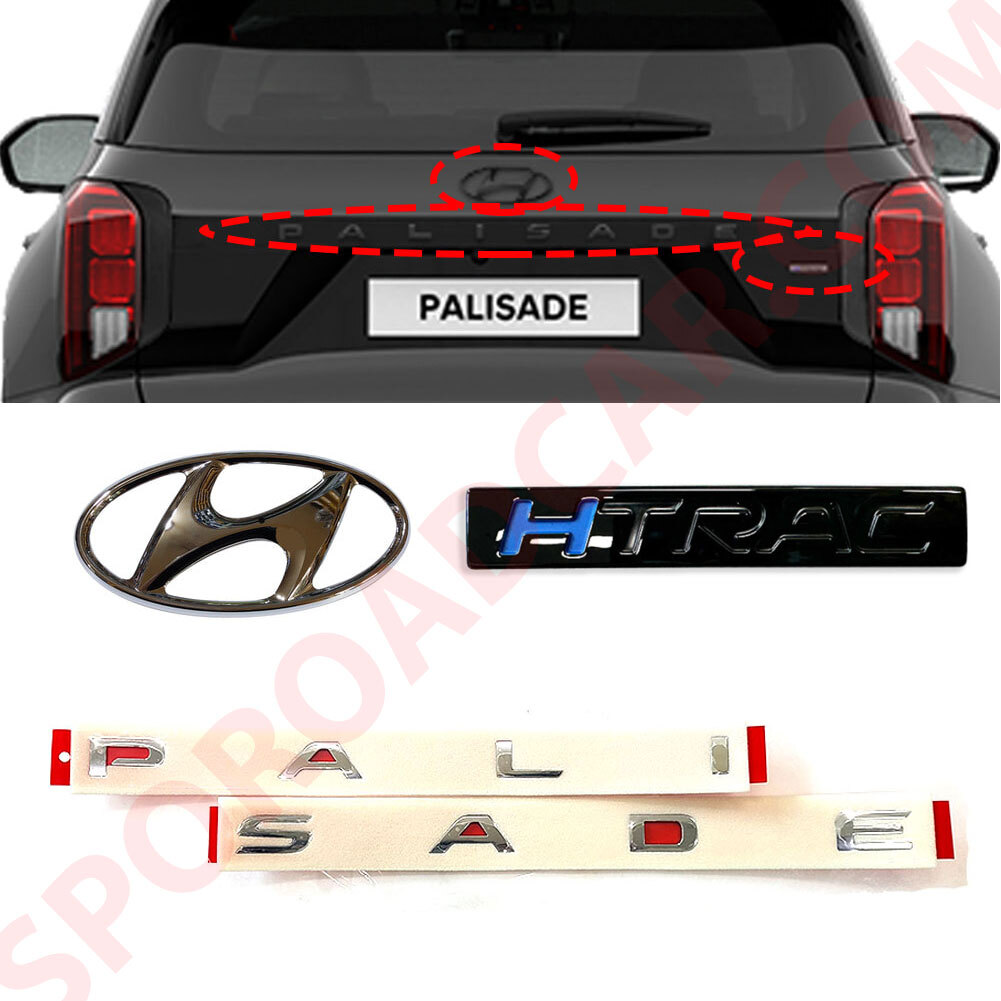 Rear Trunk H Palisade Emblem 3P Black For 2022-2024 Hyundai