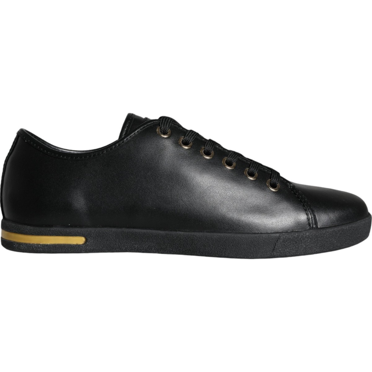 スニーカー DOLCE & GABBANA LEATHER SNEAKERS DOLCE & GABBANA Shoes Black Gold Leather Classic Sneakers