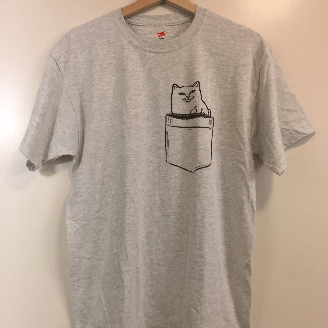 Cute Kitty Pocket Tee - Medium Size Soft Comfort Fit