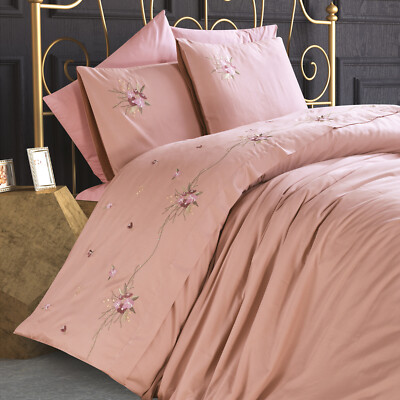 BAHAR 6 Teilig Satin Tagesdecke Bettüberwurf Bettdecke Bettwäsche Rosa