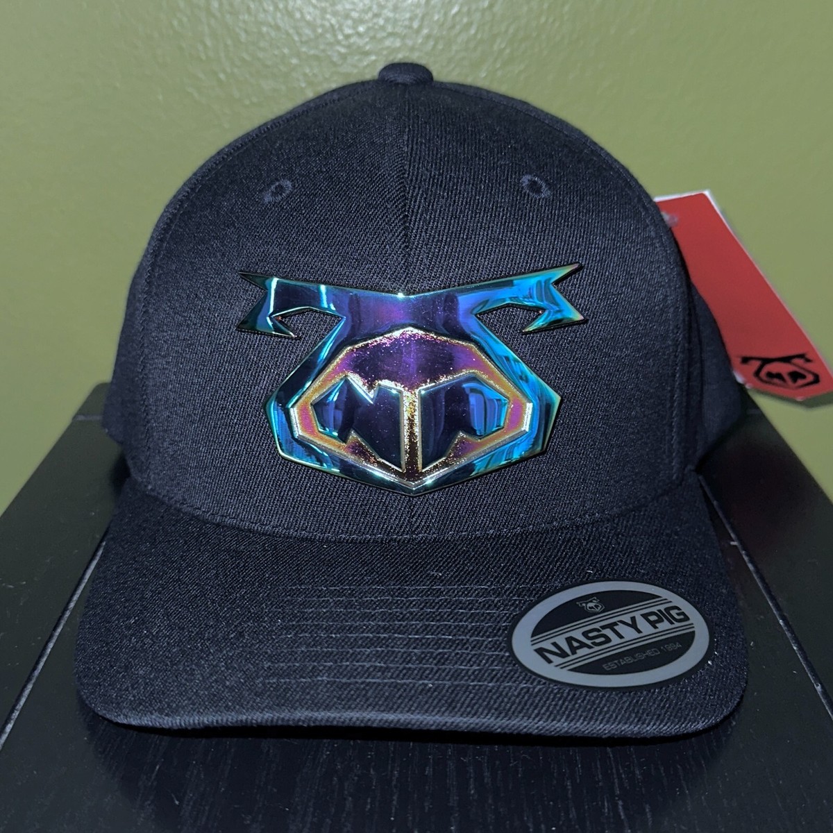 New NASTY PIG Iridescent Metalic Forged Black Snout Cap (L-XL) NWT