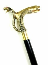 Victorian Antique Cobra Head Handle Working Wooden Walking Stick Vintage Cane