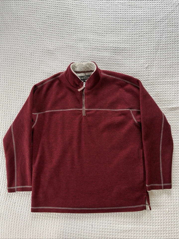 True Grit Sweater Mens Wine Red Sherpa Fleece Sweatshirt Jacket Adult X-Large - Image 3 of 4