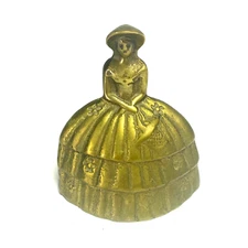 Vintage Brass 3.5" Southern Belle Bell Figurine Dinner Tea Desk Old South