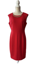 Calvin Klein Tailored Sleeveless Wiggle Dress Size 8 Red Form Fitting Sheath