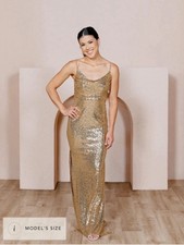 Revelry Skye Gold Sequin Dress Women's Size 12 Tall (Altered)