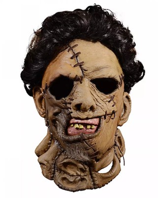 Leatherface Maske Texas Chainsaw Massacre 2   Vollkopf Latex Maske mit Kunsthaar