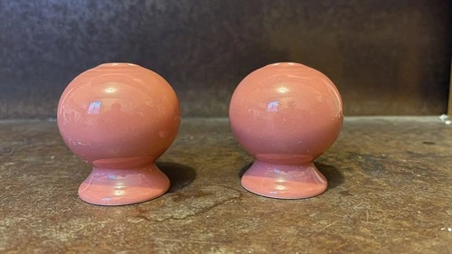 RETIRED Fiesta Ware FLAMINGO Salt & Pepper Shakers Ball Round Fiestaware HLC USA