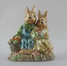 Vintage K's Collection Bunny Couple Figurine Pastel Easter Rabbits 3.5" Easter
