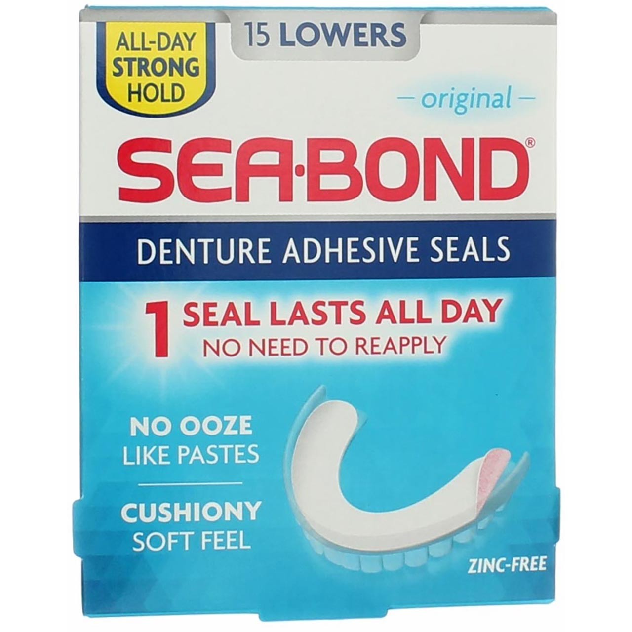 2 Pack Sea Bond Secure Denture Adhesive Seals, Original Lowers, 15 Count