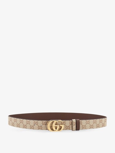 GUCCI $660 Sand/Dark Brown Cut GG Marmont Belt New & Authentic