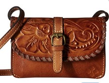PATRICIA NASH TORRI CROSSBODY BURNISHED TOOLED LEATHER BAG