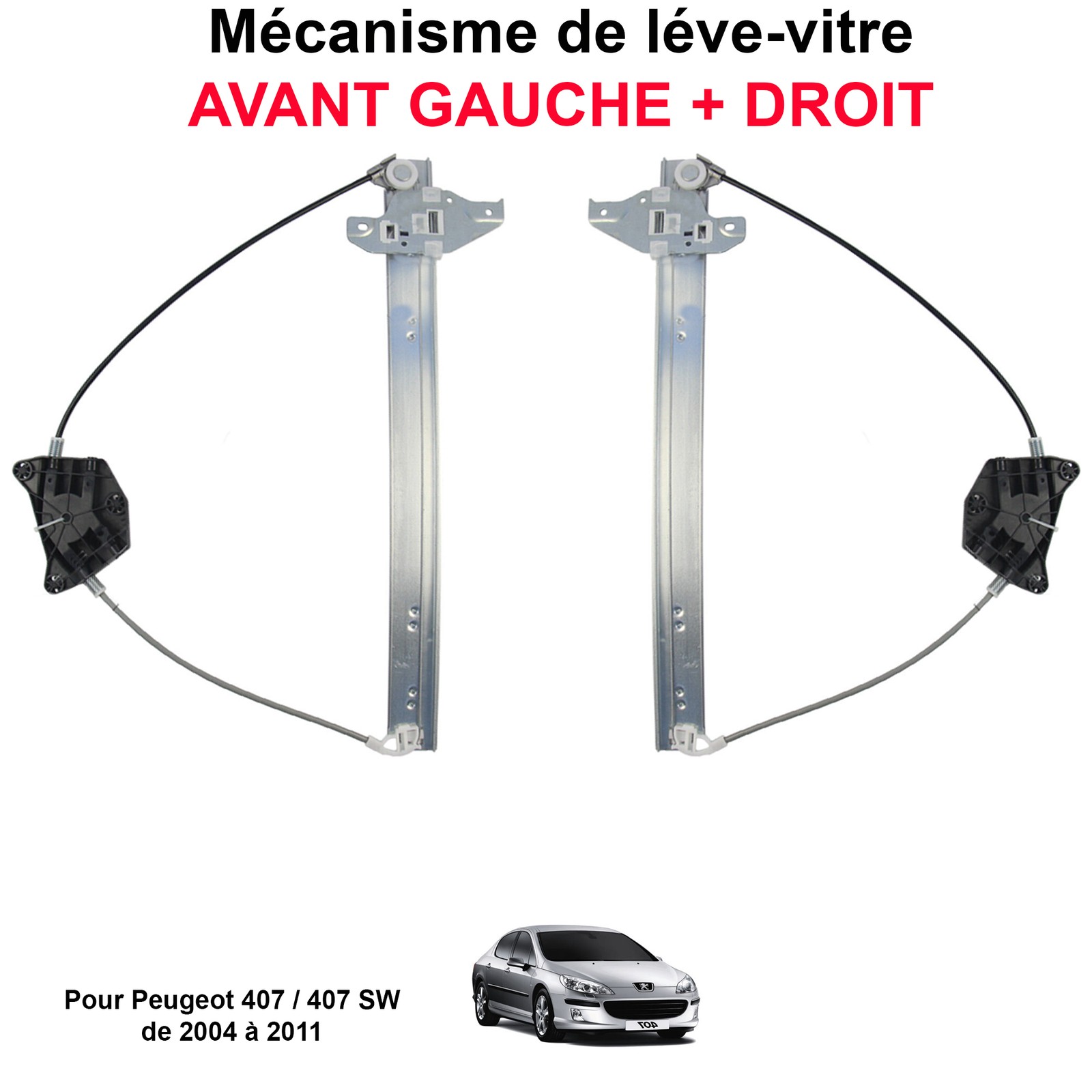 Mécanismes lève-vitre avant haut de gamme pour Peugeot 407 Berline et SW
