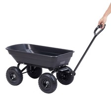 Outdoor Garden Tilt Trolley Cart Dump Truck 55L 4 Wheel Wheelbarrow Tipper UK
