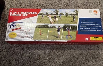 MD SPORTS 5 In 1 Backyard Combo Set. Volleyball, Badminton, Ring Toss & More.