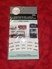 THE CONTAINER STORE CLEAR STICKER LABELS HAPPY STICKERS PACK 100 PCS - NEW 3a