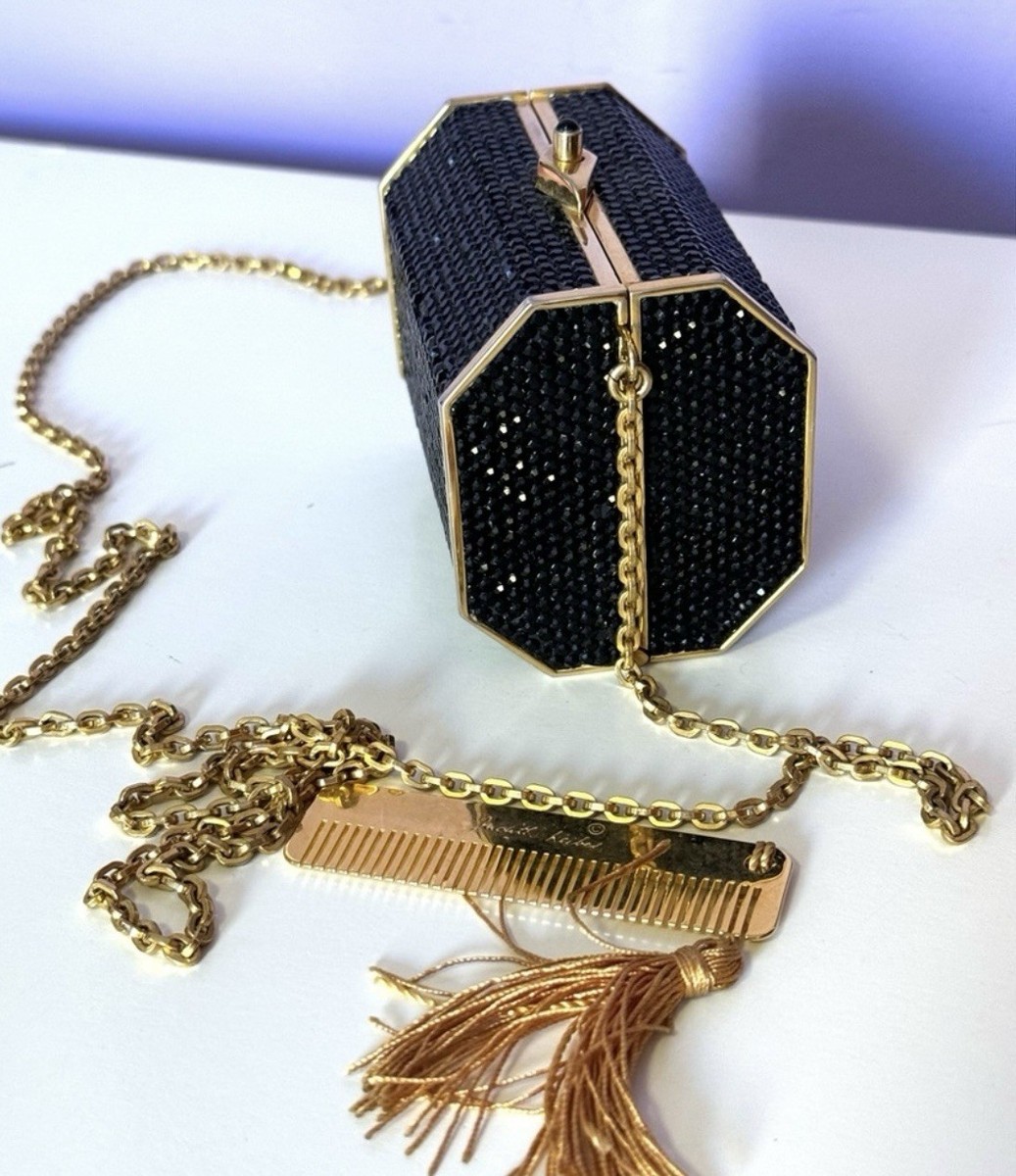 Patent Minaudiere Noire Judith Lieber Minaudière Black Strass