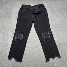 We The Free Free People Button Fly Distressed Denim Black Jeans Women's Size 29