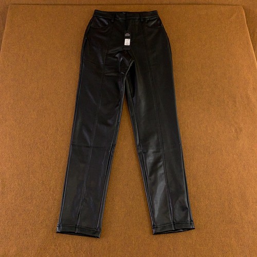 Fashion Nova Womens Small Black Slit Hem Mackenzie Faux Leather Pants NWT