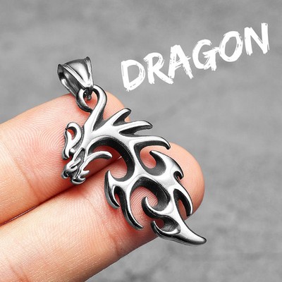 Drachen Anhänger Edelstahl Männer Schmuck Punk Rock Amulett Kette