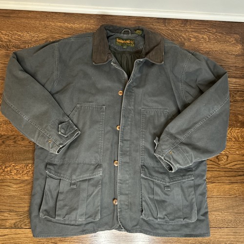 Vintage Timberland Weather Gear Chore Jacket Adult L Green Field Coat - Picture 1 of 8