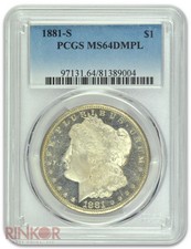1881-S $1 Morgan Dollar PCGS MS 64 DMPL