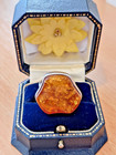 SOLID Sterling silver  LARGE BALTIC AMBER RING - Free P/P