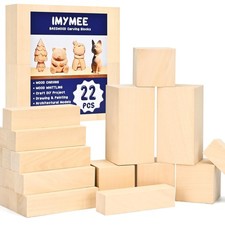 Basswood Carving Blocks-22PCS Whittling Wood Blocks Wood Carving Kit with 3 D...