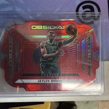 ❤️2020-21 Panini Obsidian #12 Jaylen Brown Eclipse Red Flood Prizm Die-Cut