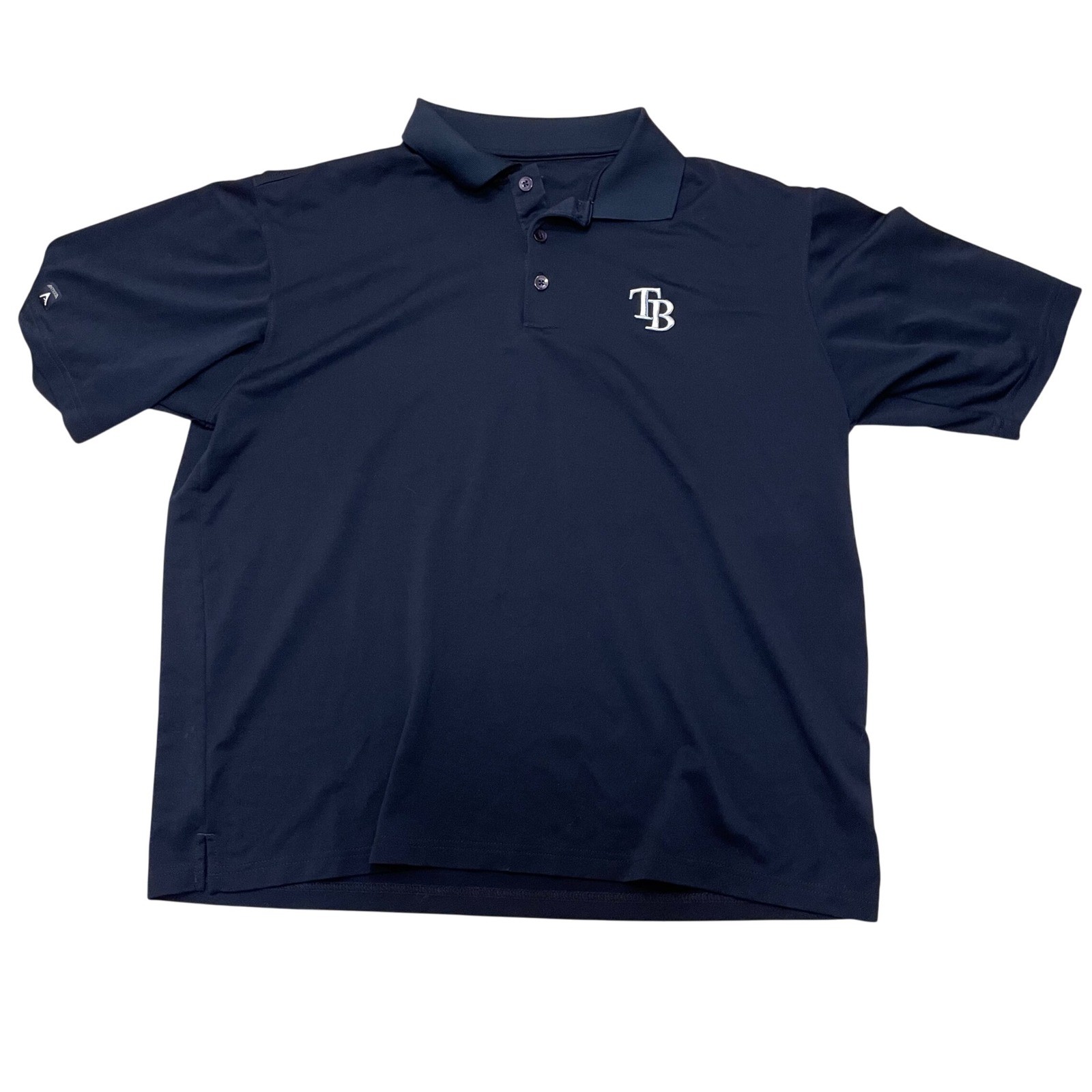 Mens Antigua Tampa Bay Rays MLB Polo Shirt Short Sleeve Golf Navy Blue Fan Gear