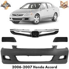 Front Bumper Cover Fascia & Grille Assembly Kit For 2006-2007 Honda Accord