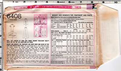 yページ Misses' & Women's Top, Pantskirt & Pants ©1974 Simplicity Sewing