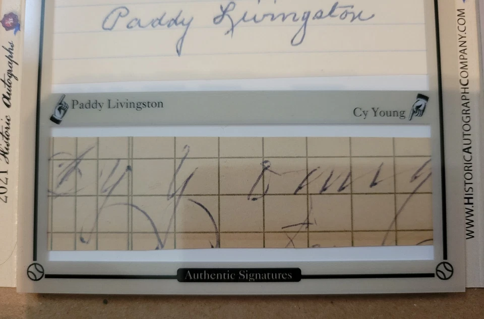 Autógrafos históricos T206 T205 1909 automático CY YOUNG (HOF) & PADDY LIVINGSTON Foto 2 de 4