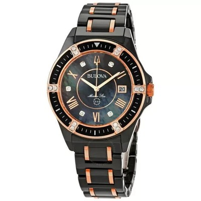 BULOVA 98R242 Marine Star Ceramic Band Mother of Pearl Dial Diamond Watch $795