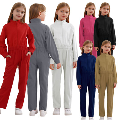US Kids Halloween Long Sleeve Coveralls Overalls Jumpsuit Flight Suit w/Pockets